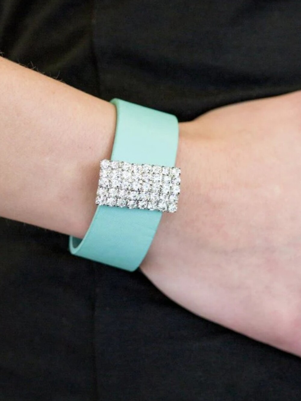 Walk The Catwalk Green Urban Bracelet with Rhinestone Accent
